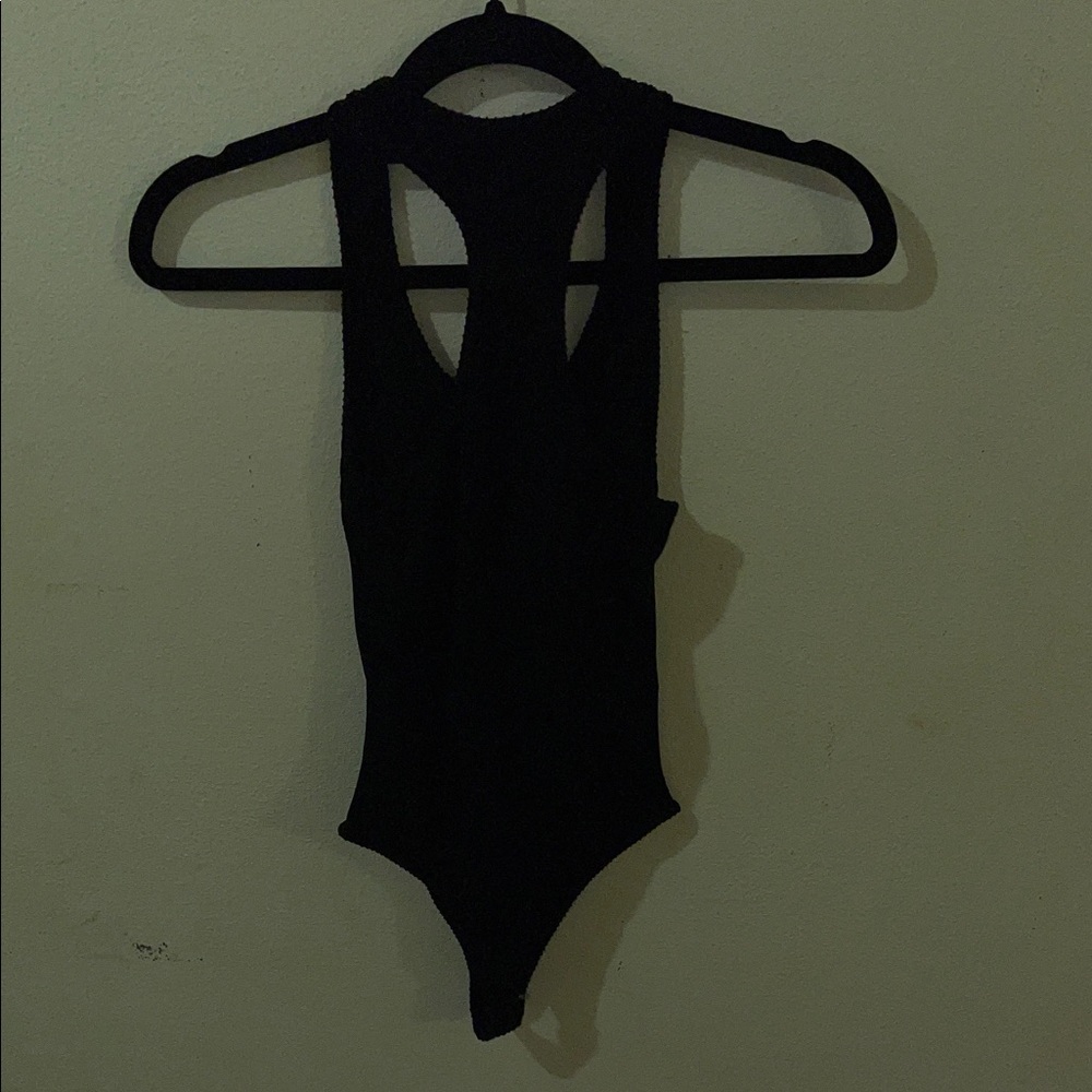 Black Ribbed One Piece - Picture 2 of 2
